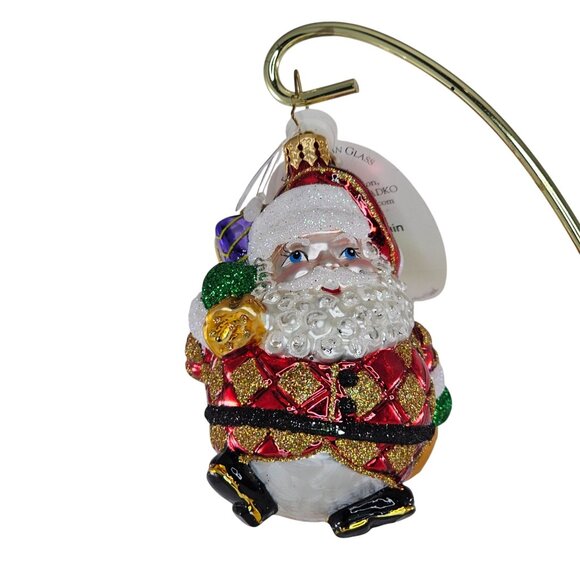 Christopher Radko Santa Claus Ornament Happy Harlequin Gem Glass 1015061 - Picture 1 of 8